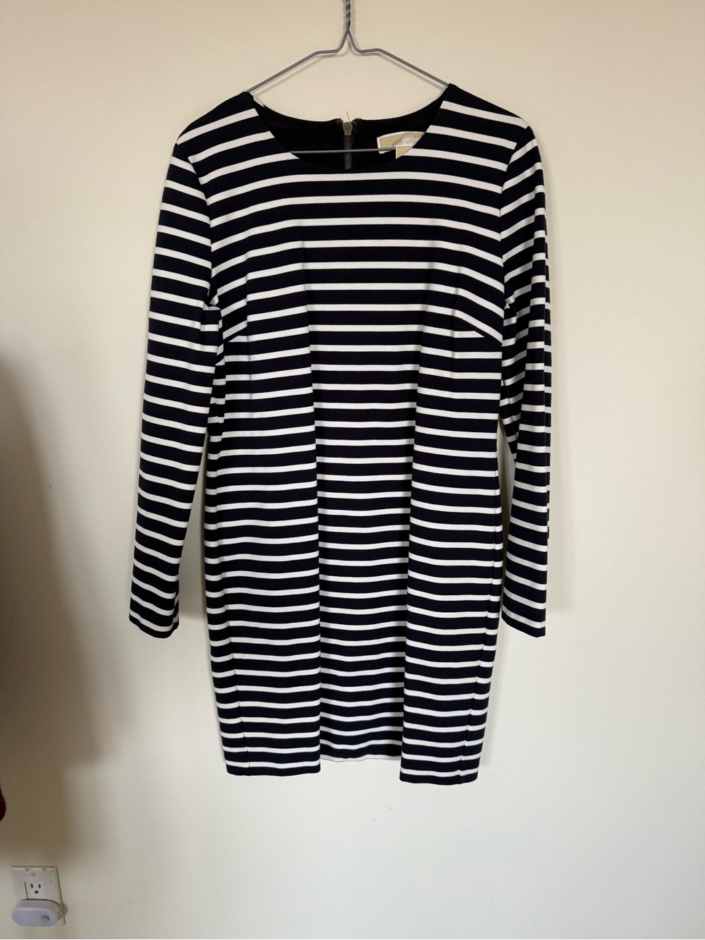 Women's navy blue and White Striped Long Sleeve Dress